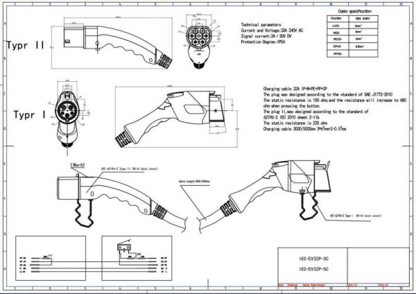 EURO 65-3184  SERIES CABLE TYPE 1 TO TYPE 2, 32A 10M - Image 2