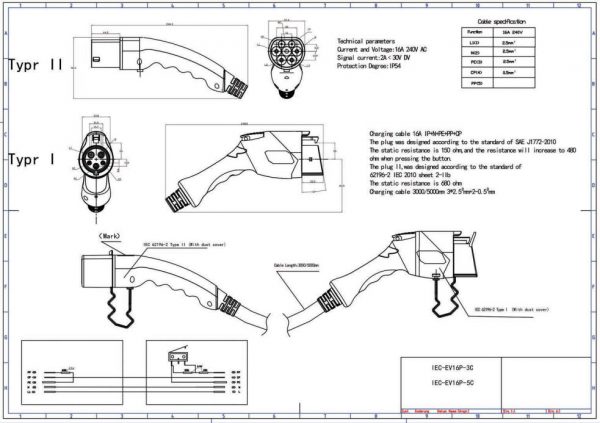 Euro 65-3185 Series Generation 2 CHARGE CABLE TYPE 1 TO TYPE 2, 16A 5M - Image 3